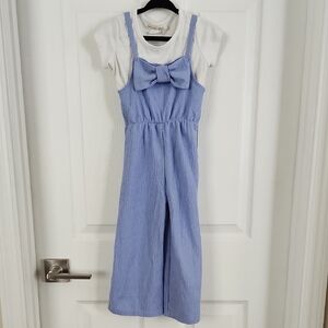 Blue Jumpsuit with Bow Detail